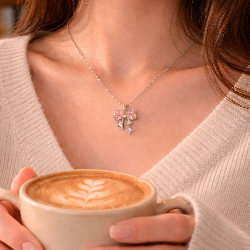Pink Bow Necklace