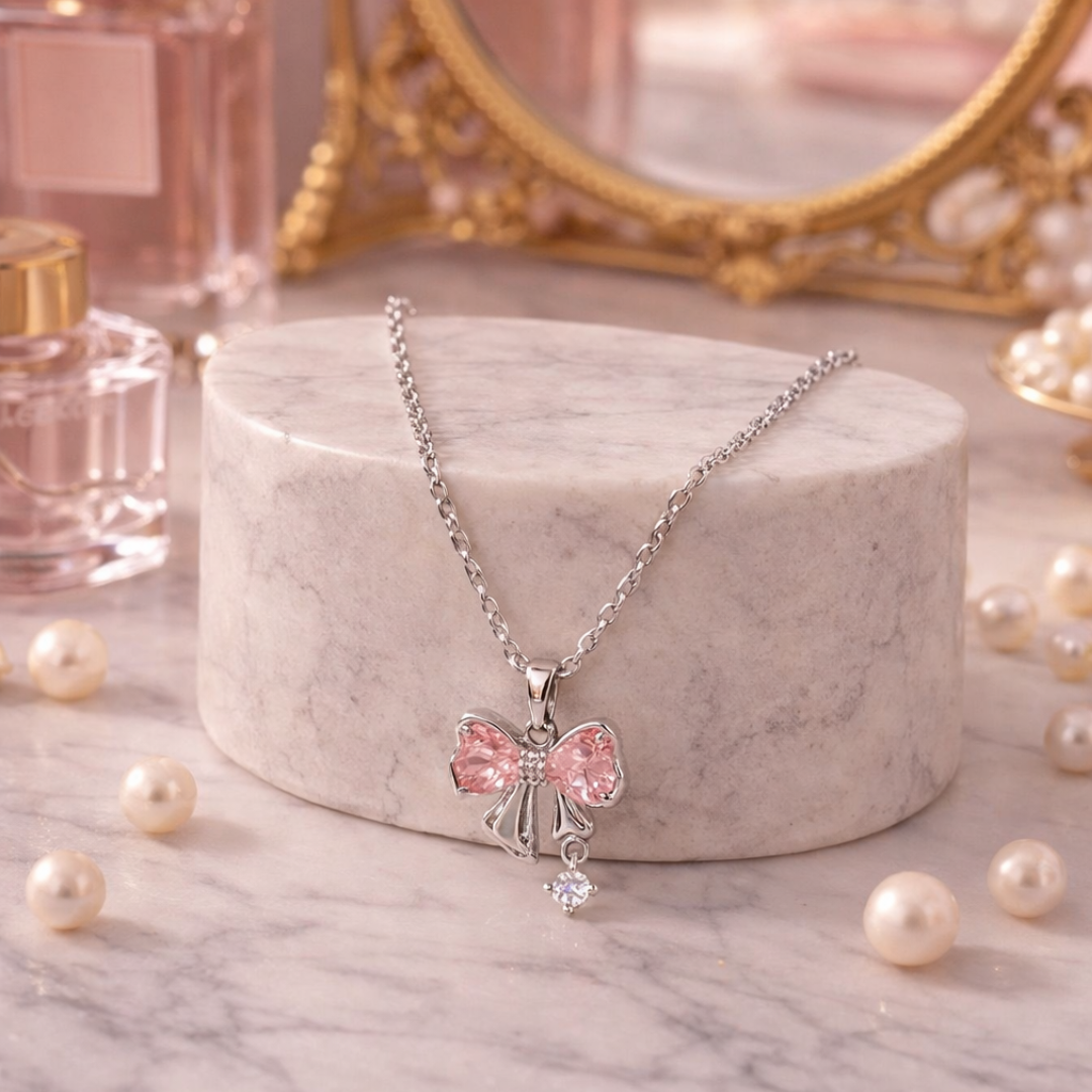 Pink Bow Necklace