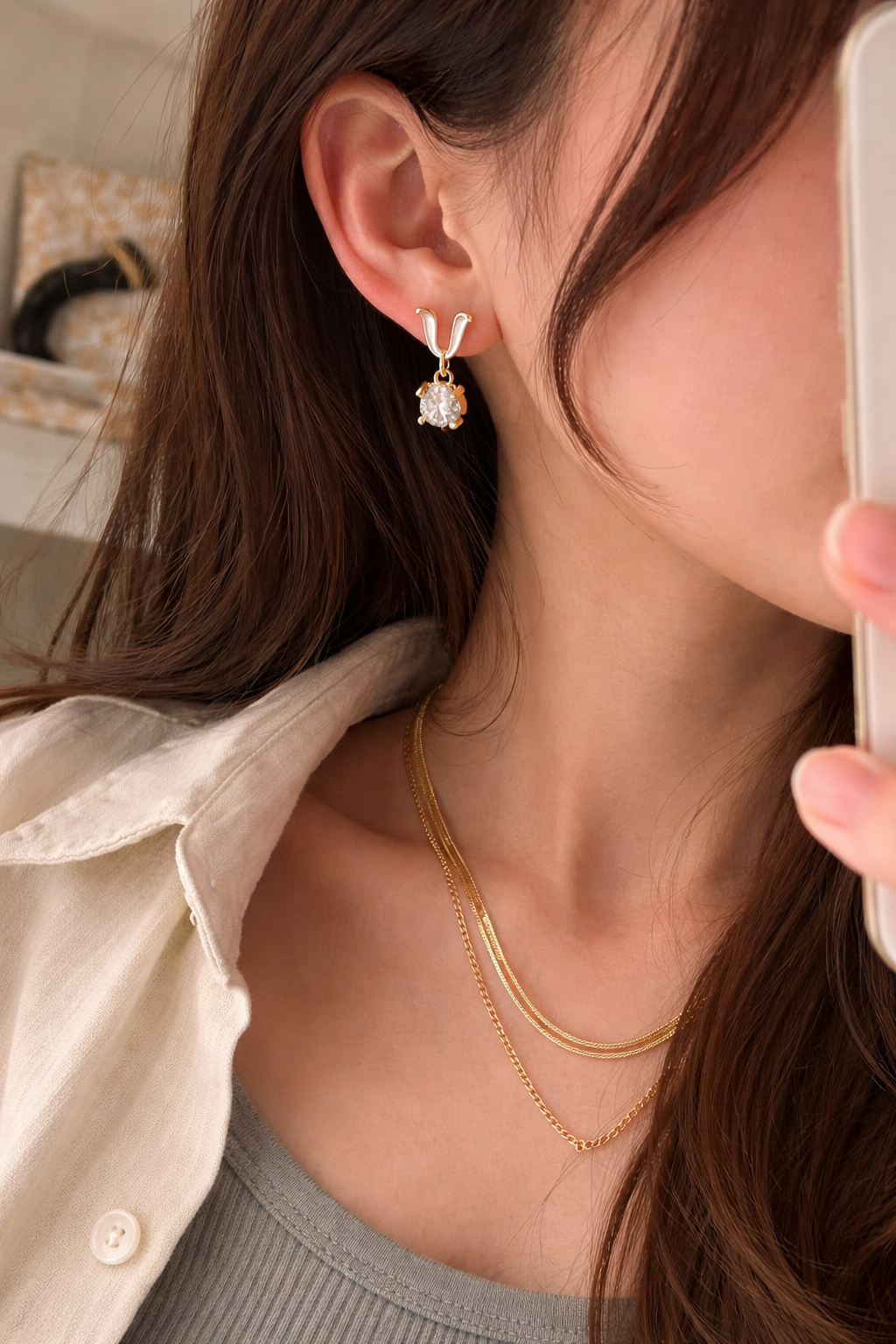 Diamond Bunny Stud Earring