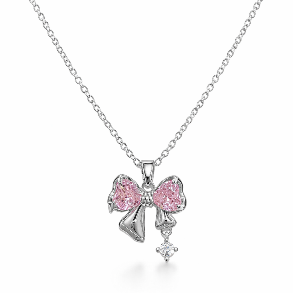 Pink Bow Necklace