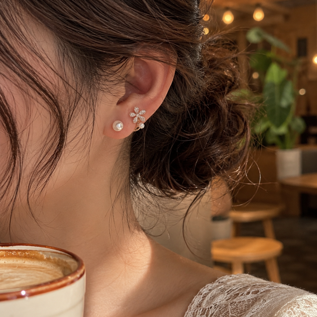 Sparkling Floral Pearl Earrings
